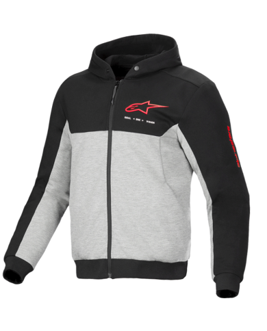 SUDADERA ALPINESTARS CHROME V2 SPORT BLACK/GREY HEATHER/RED FLUO