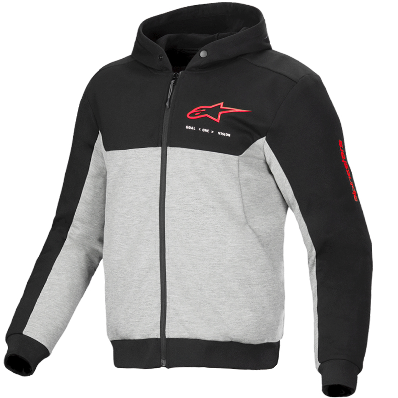 SUDADERA ALPINESTARS CHROME V2 SPORT BLACK/GREY HEATHER/RED FLUO