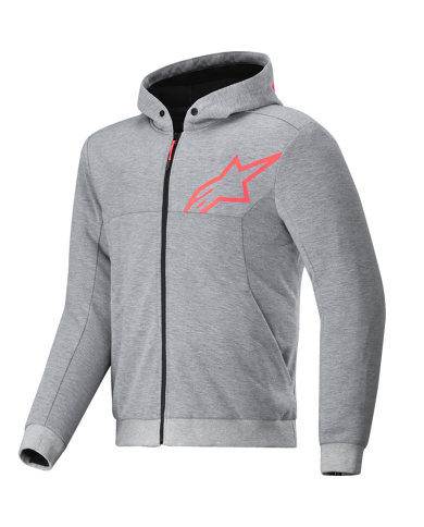 SUDADERA ALPINESTARS CHROME V2 SPORT GRAY HEATHER/RED FLUO