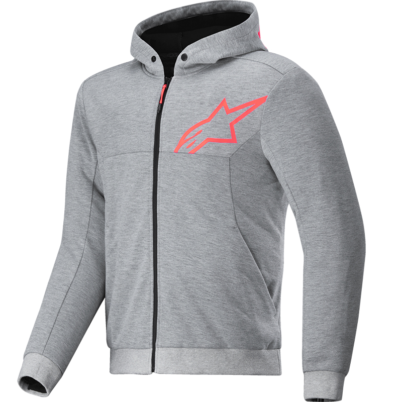 SUDADERA ALPINESTARS CHROME V2 SPORT GRAY HEATHER/RED FLUO