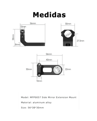 SOPORTE CHIGEE PARA ESPEJO RETROVISOR MFP0057 ROSCA M8/M10