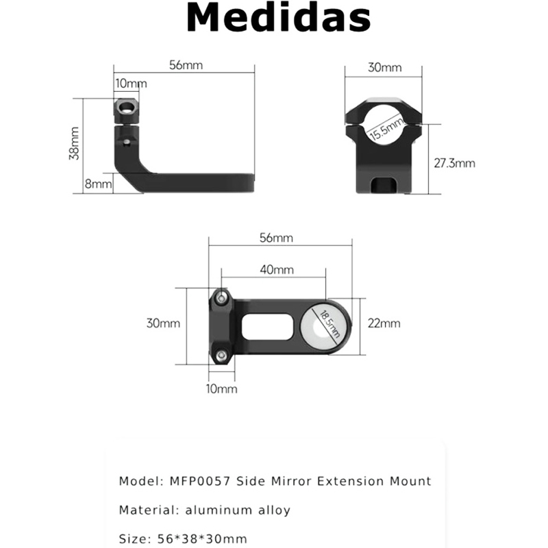 SOPORTE CHIGEE PARA ESPEJO RETROVISOR MFP0057 ROSCA M8/M10