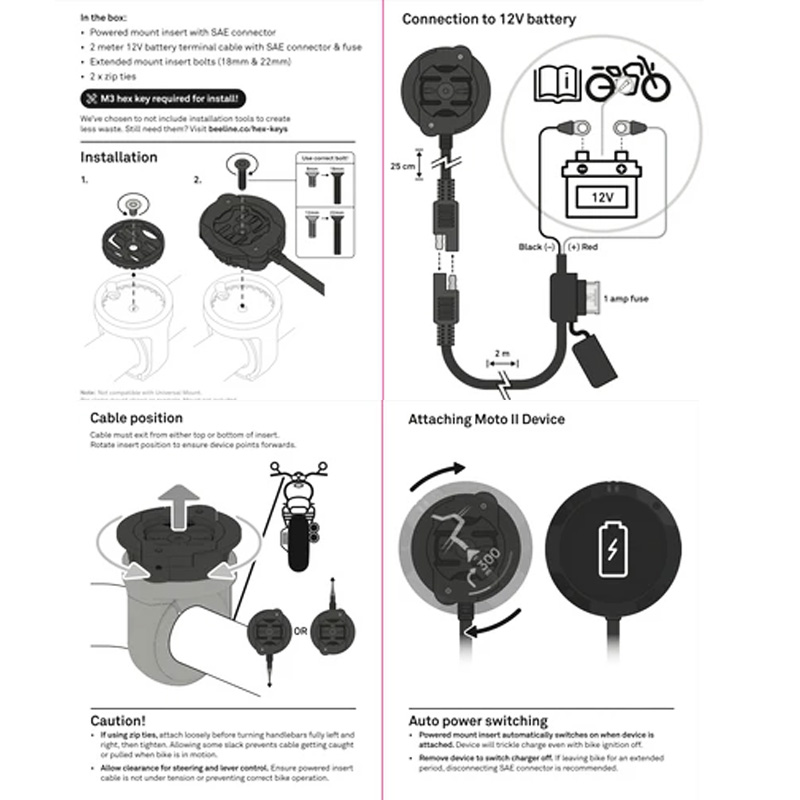SOPORTE CON ALIMENTACION BEELINE MOTO II POWERED MOUNT