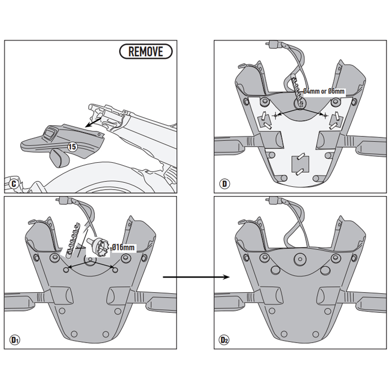 KIT DE FIJACIÓN POSTERIOR GIVI SR8715 BENELLI LEONCINO 125