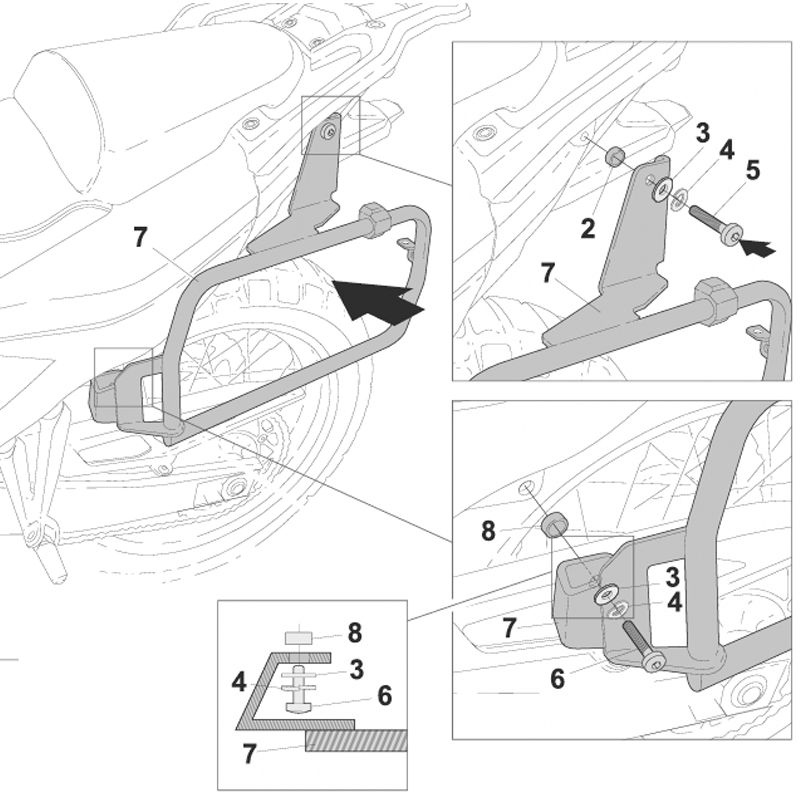 KIT DE FIJACION MALETAS LATERALES SHAD 4P R0VN534P RIEJU AVENTURA 500