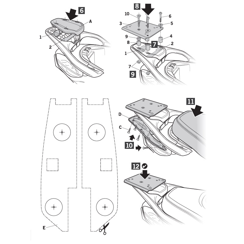 KIT DE FIJACIÓN POSTERIOR SHAD V0BV41ST PIAGGIO BEVERLY 300/400