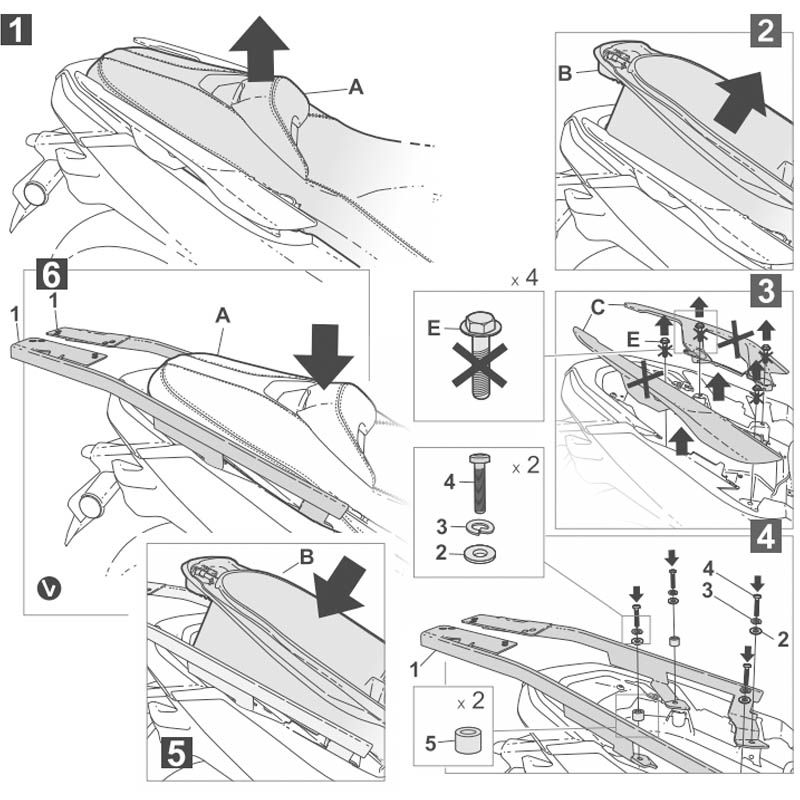 KIT DE FIJACIÓN POSTERIOR SHAD Y0XM33ST YAMAHA X-MAX 125/300