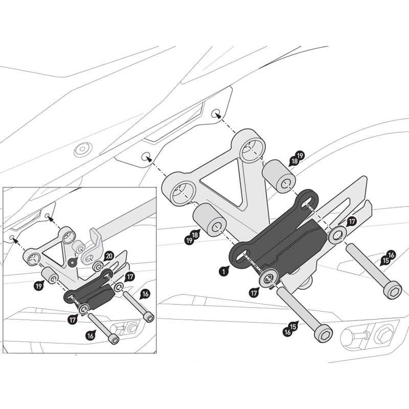 BARRAS SEPARADORAS SW-MOTECH PARA ALFORJAS BLAZE HONDA HTA.01.740.85900/B