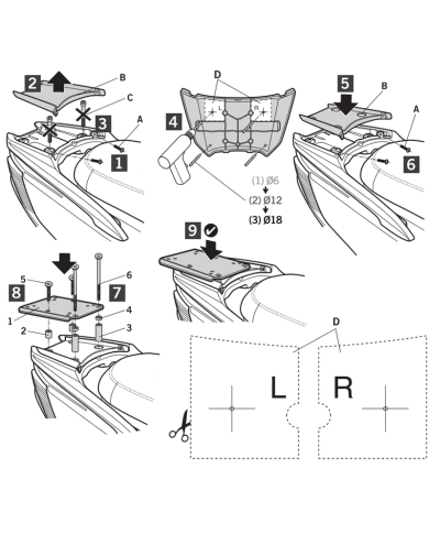 KIT DE FIJACIÓN POSTERIOR SHAD K0GD16ST KYMCO GRAND DINK/X-TOWN