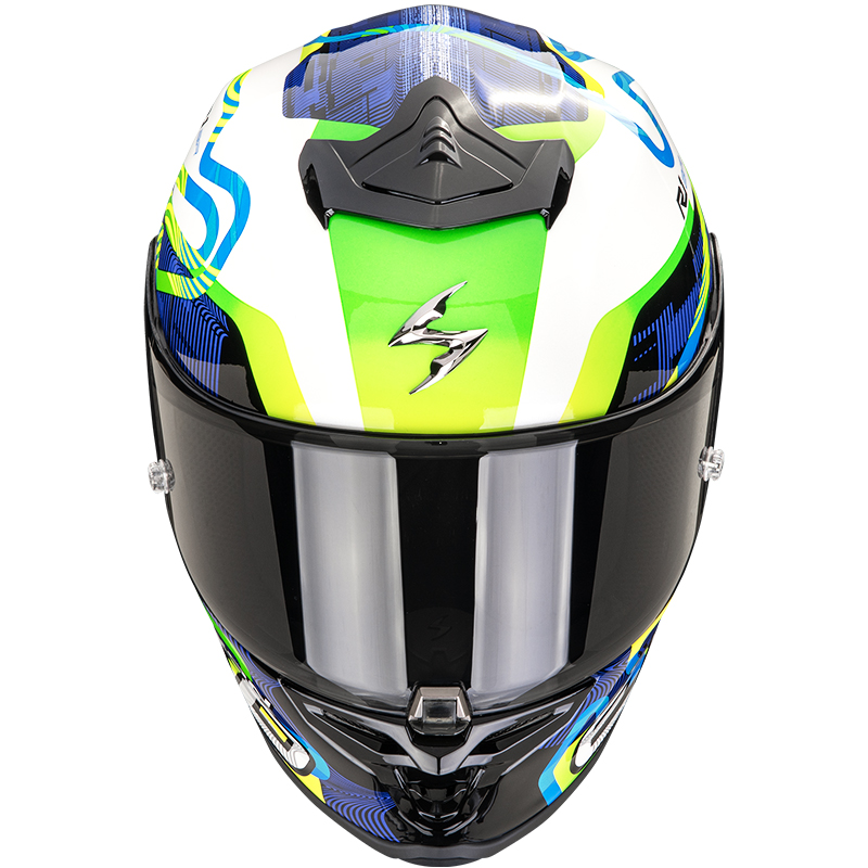 CASCO SCORPION EXO-R1 EVO II AIR CORNERING WHITE/BLUE/GREEN