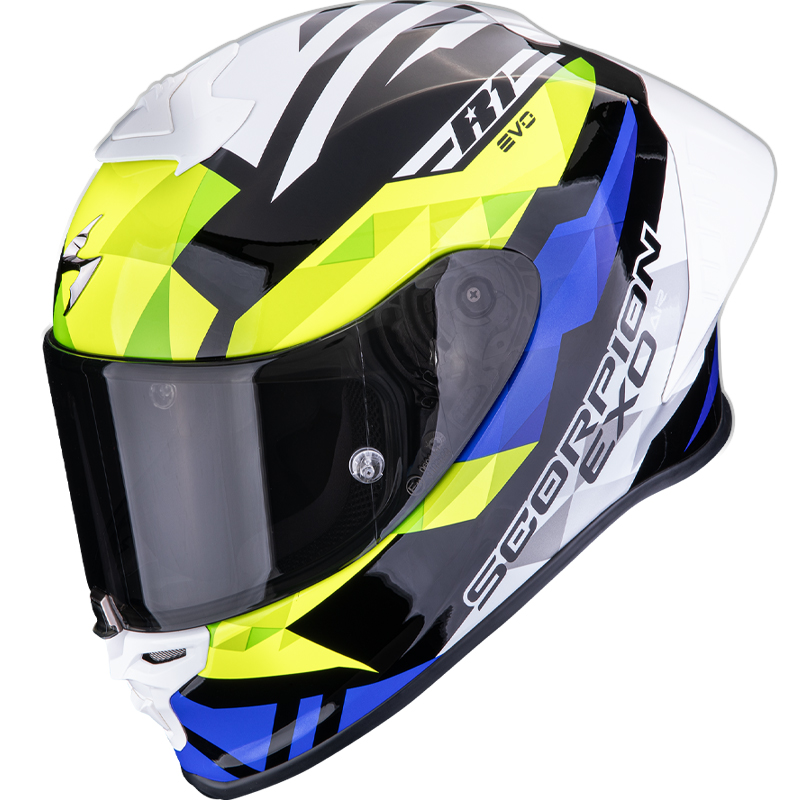 CASCO SCORPION EXO-R1 EVO II AIR VALERE BLACK/BLUE/YELLOW FLUO