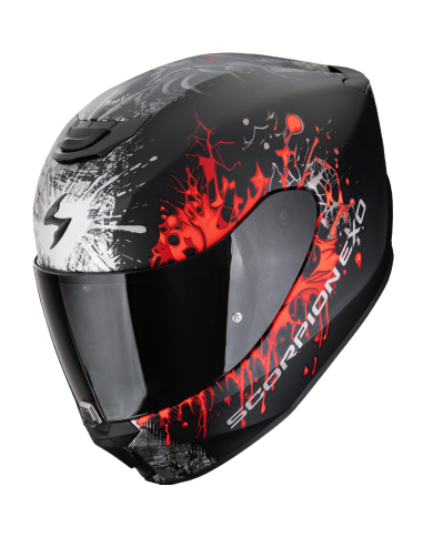 CASCO SCORPION EXO-391 WOLF BLACK MATT/SILVER/RED