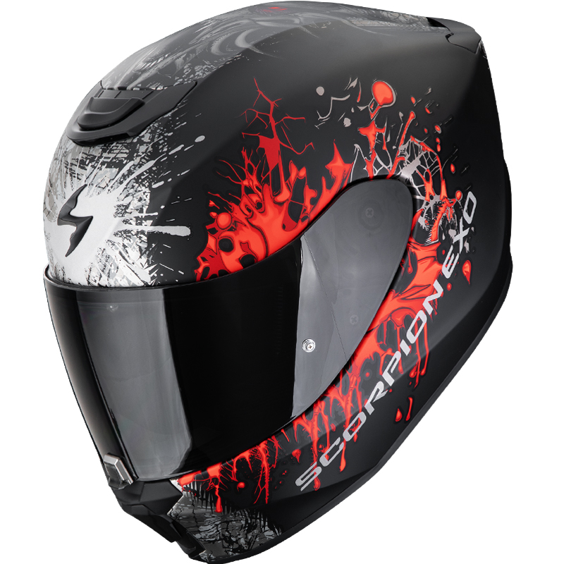 CASCO SCORPION EXO-391 WOLF BLACK MATT/SILVER/RED