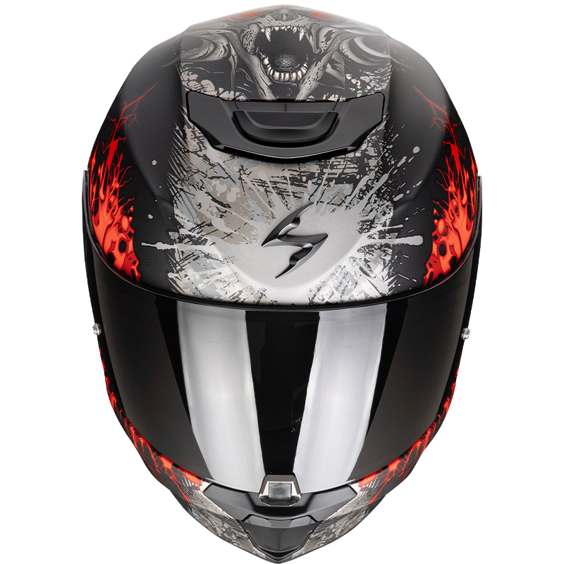 CASCO SCORPION EXO-391 WOLF BLACK MATT/SILVER/RED