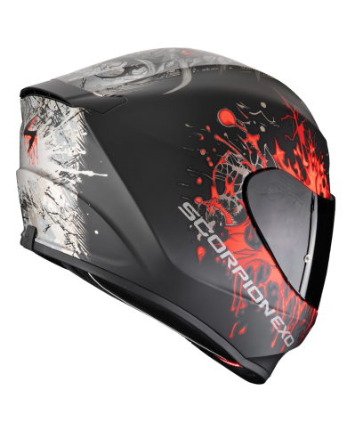 CASCO SCORPION EXO-391 WOLF BLACK MATT/SILVER/RED