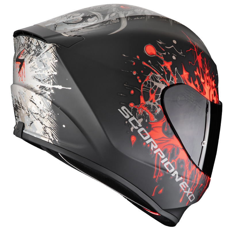 CASCO SCORPION EXO-391 WOLF BLACK MATT/SILVER/RED
