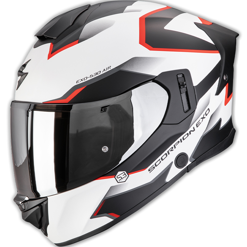 CASCO SCORPION EXO-530 AIR CLIP WHITE MATT/BLACK/RED